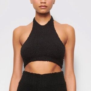 SKIMS Black Knit Halter Top